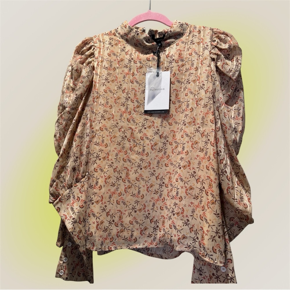 En Saison Floral Print Puff Sleeve Blouse - NWT - Picture 4 of 5